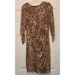 DKNY Women's Knee Length 3/4 Sleeve Animal Print Sheath Dress Size 10 Stretch